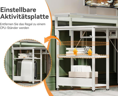 ODK Schreibtisch 140cm Weiß mit 4 Schubladen, 2 Steckdosen, 2 USB