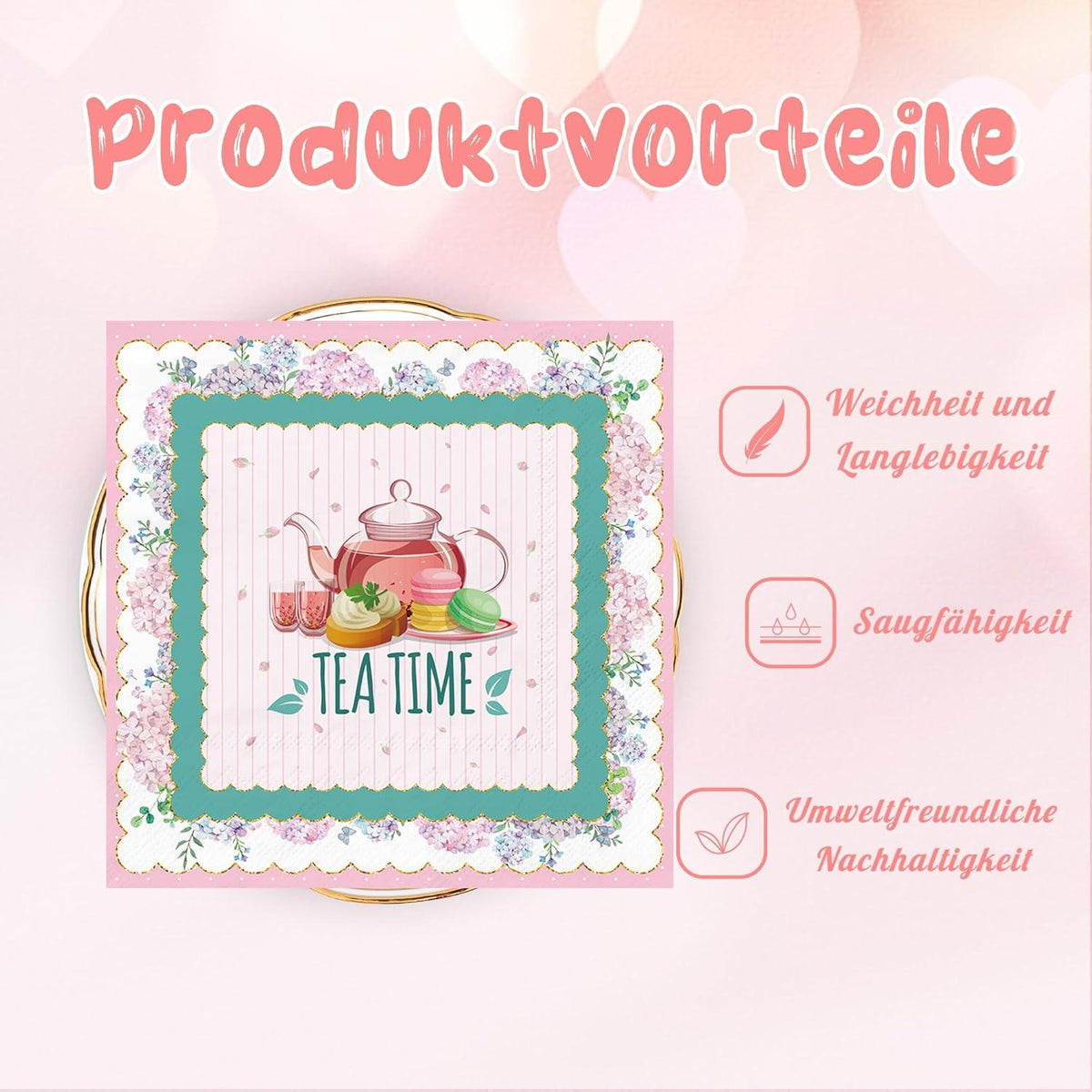 Servietten Blume Frühling Tischdeko 40Stück Papierservietten Napkins