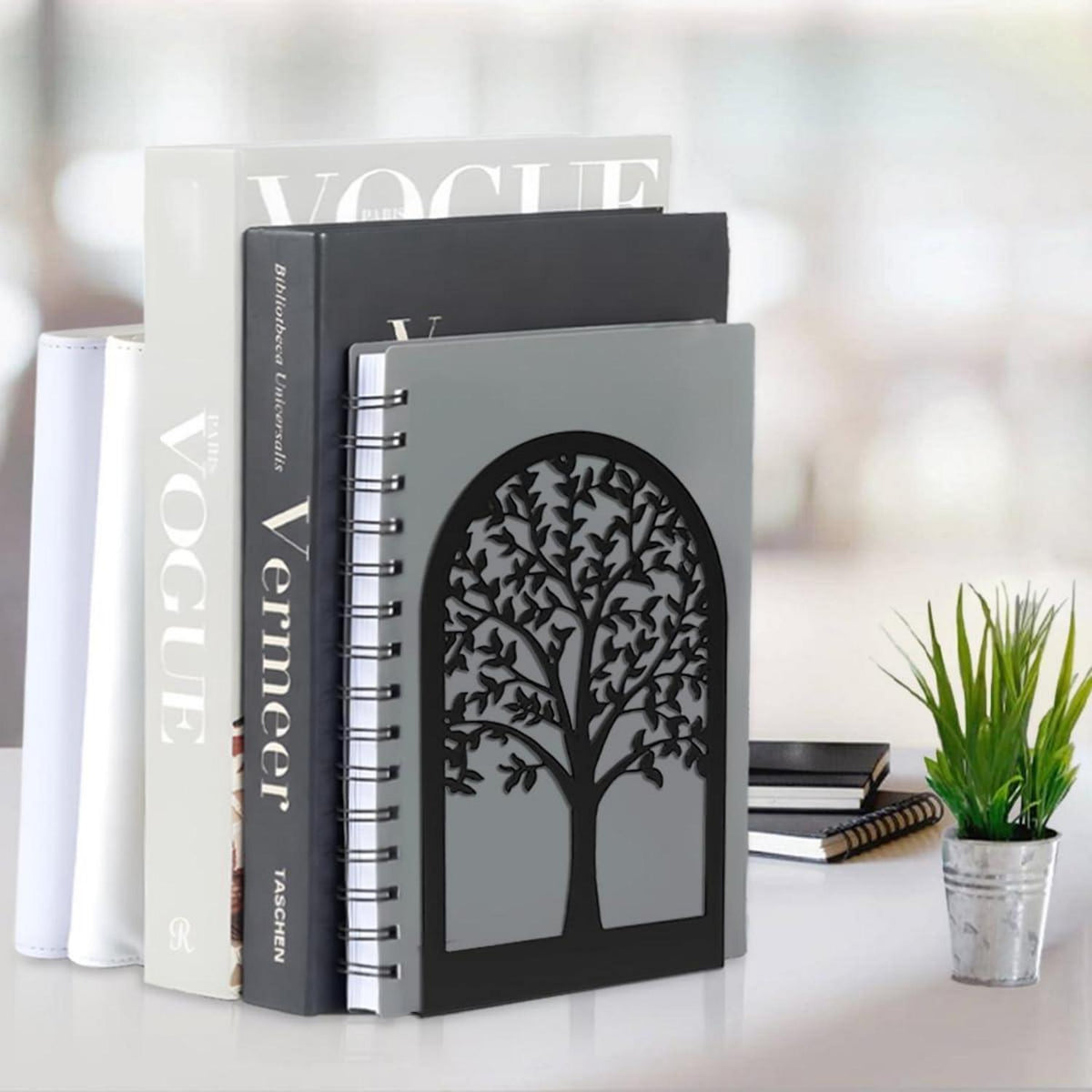 Buchstütze Metall 4 Paar Schwarz Bücherhalter Regal Büro Zuhause