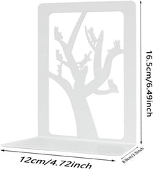 Qualsen Bücherstützen Baum und Katze Weiß 2 Paar