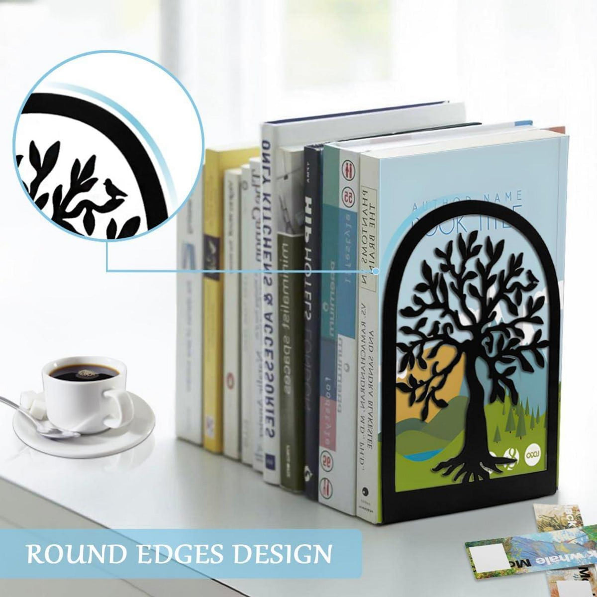 Qualsen Buchstütze Metall Schwarz Book Holder Regal Dekoration