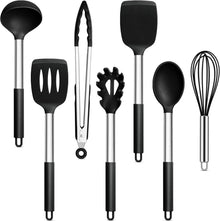 Küchenhelfer Set 7-teilig Schwarz Silikon Hitzebeständig