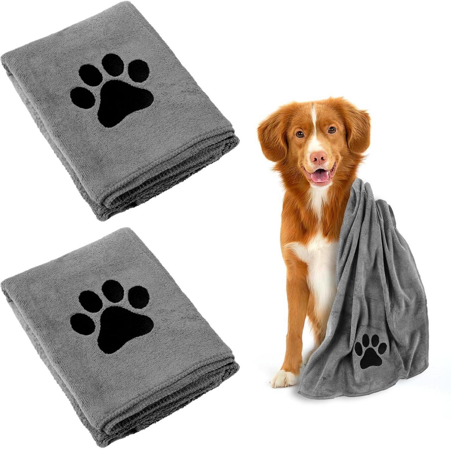 Hundehandtuch Mikrofaser, Saugfähiges Haustier Handtuch, 2er Set