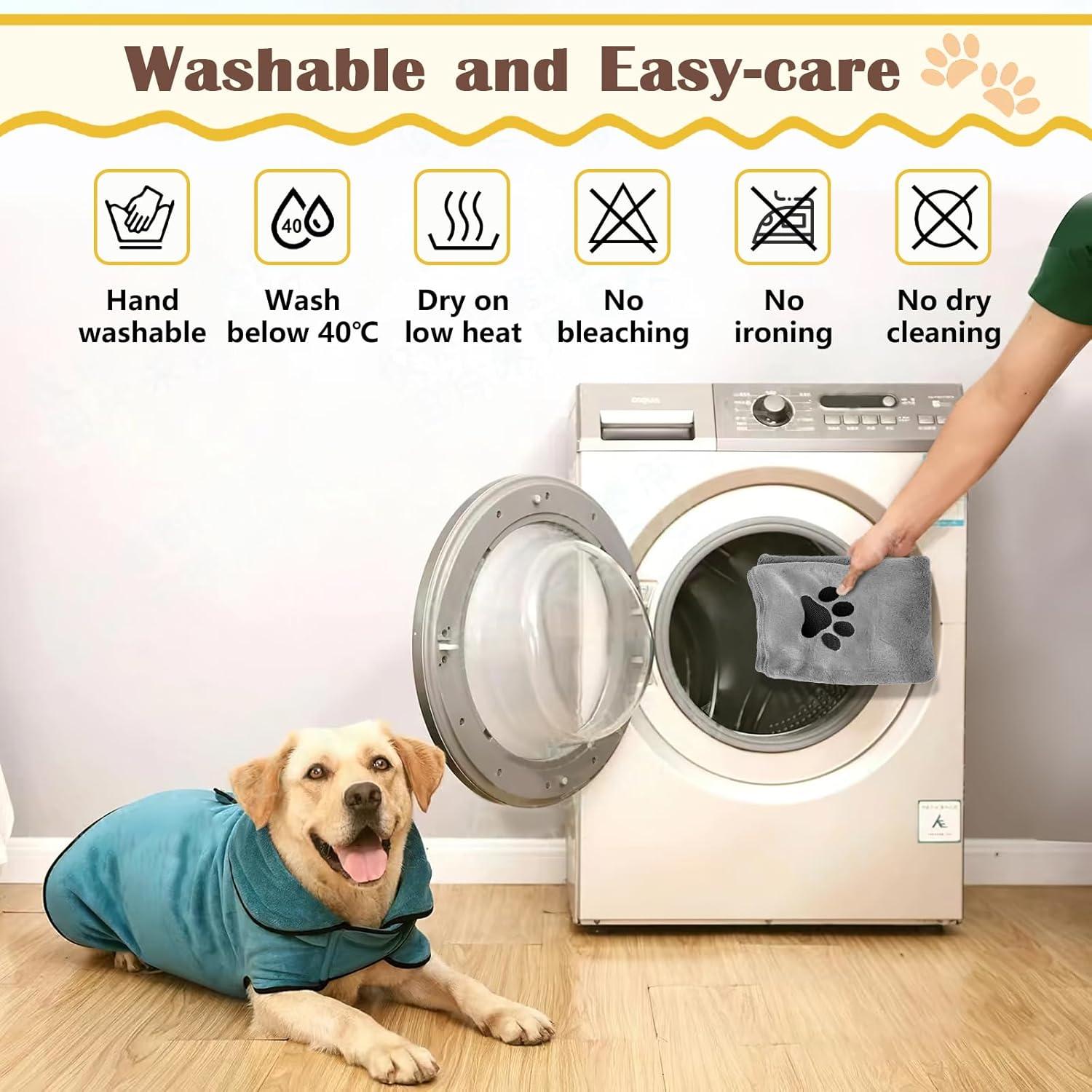 Hundehandtuch 2er Set Saugfähig Mikrofaser Grau 75 x 35 cm Hunde Katzen