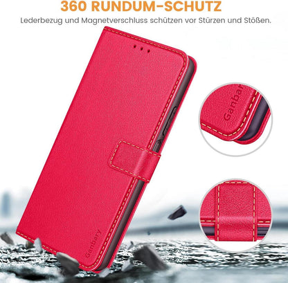 Samsung Galaxy A25 5G Handyhülle Leder Klapphülle Rot Magnetverschluss
