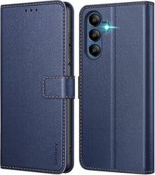Samsung Galaxy A15 Handyhülle Premium Leder Klapphülle Blau