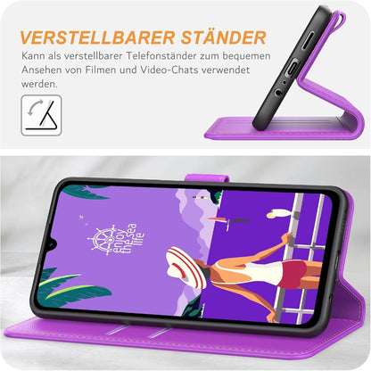 Samsung Galaxy A15 Handyhülle - Premium Leder Klapphülle, Violett