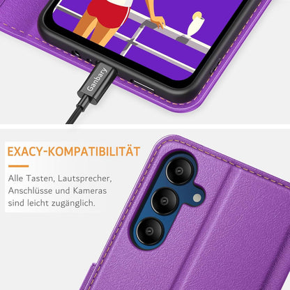 Handyhülle für Samsung Galaxy A15 A15 5G Leder Klapphülle Violett