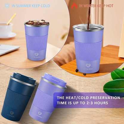 CS COSDDI Thermobecher Edelstahl Isolierbecher 13oz Travel Mug Vakuum auslaufsicher 380ml