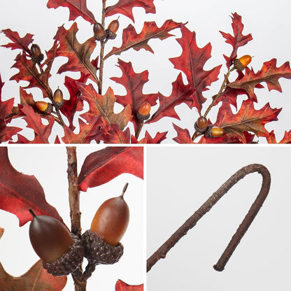 Künstliche Herbst-Eichenblätter mit Eichel, 3er Set