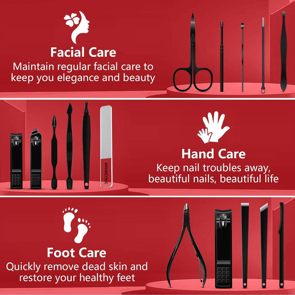 Maniküre Pediküre Set 16-tlg Edelstahl Nagelknipser Profi