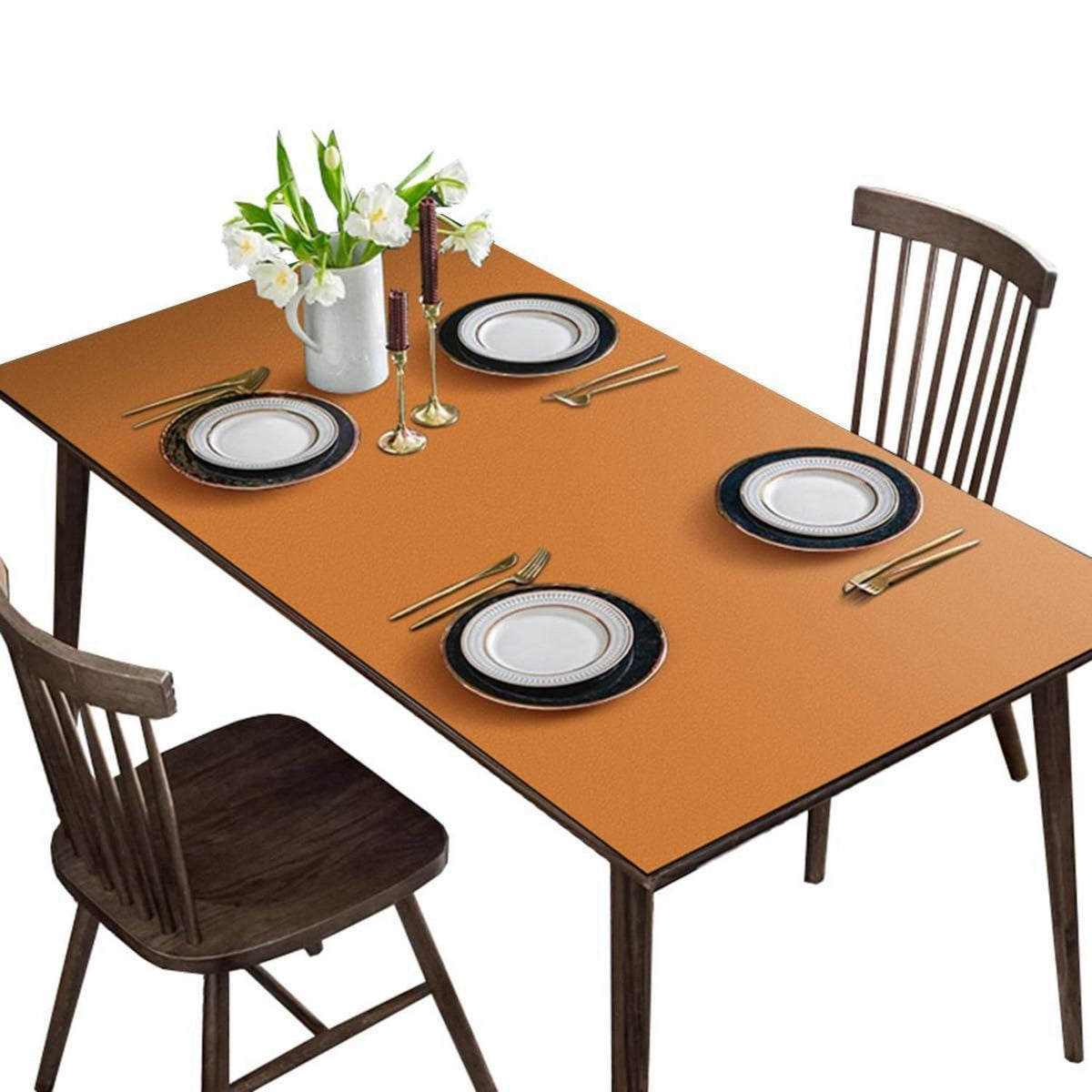 Tischdecke wasserdicht 90x200 cm – Orange in Lederoptik