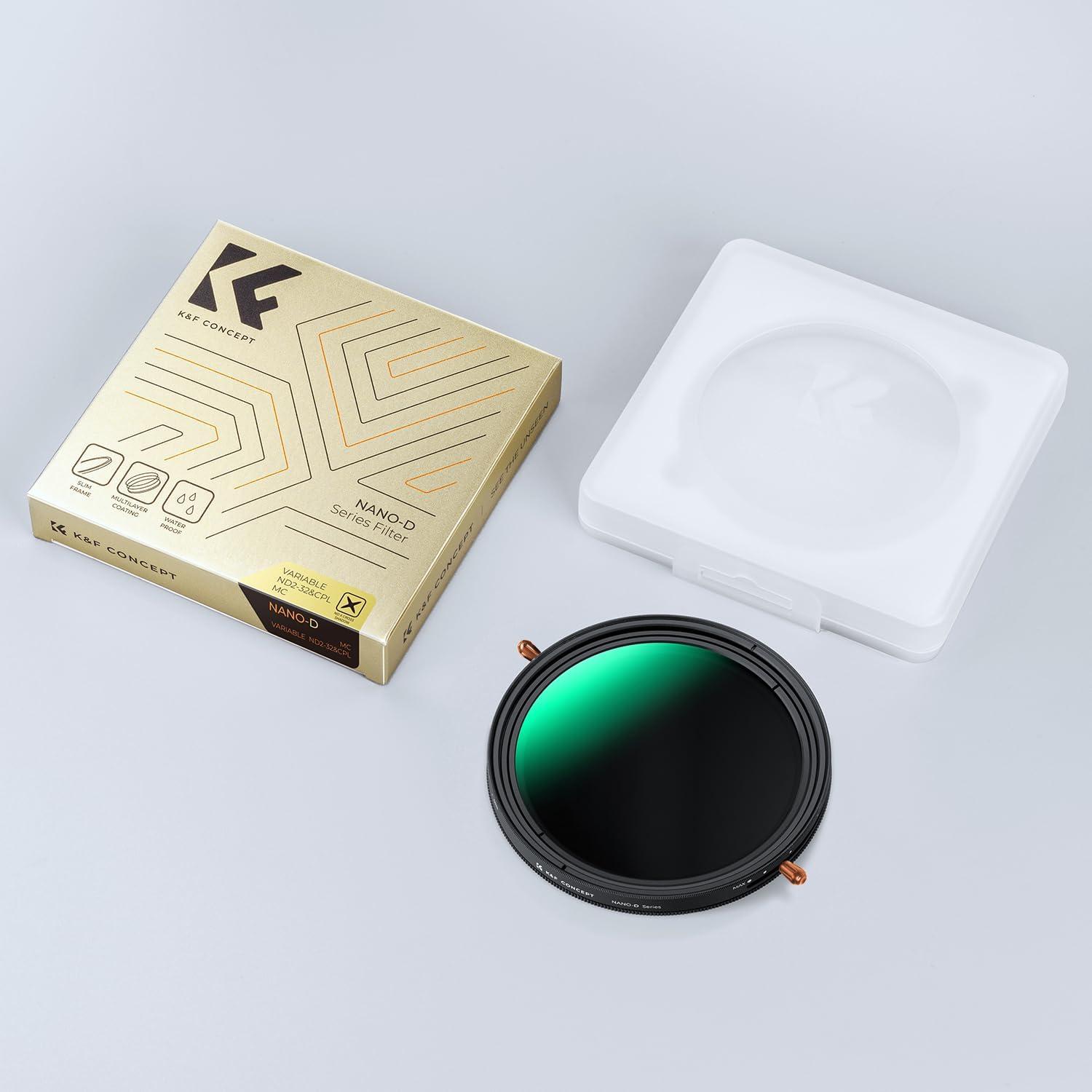 K&F ND Filter 67mm CPL&ND2-ND32 2-in-1 Multifunktionaler Graufilter & CPL Polfilter