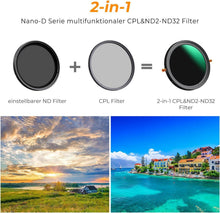 55mm ND CPL Filter 2-in-1 5 Blendenstufen HD Nano