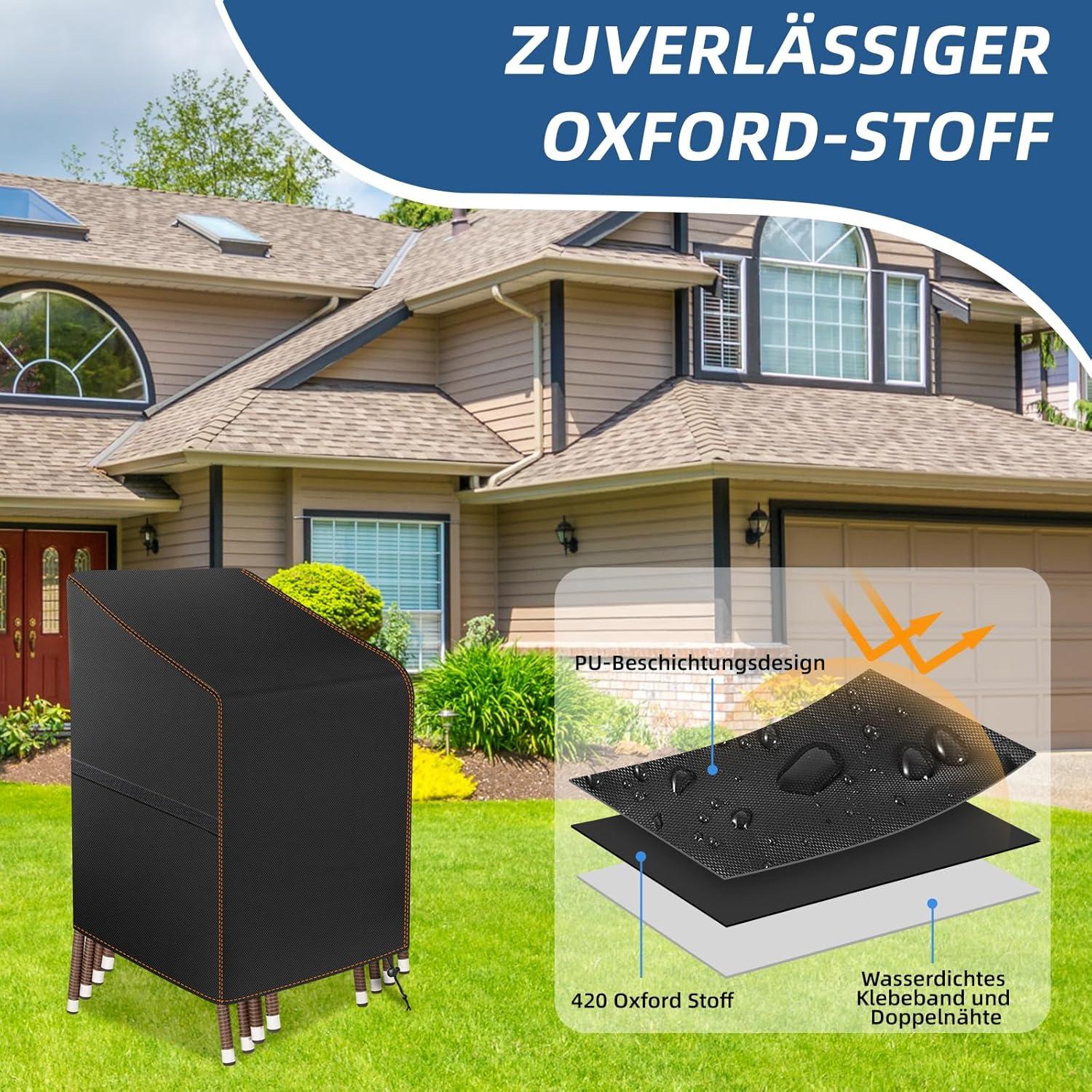 Schutzhülle Gartenstühle 420D Oxford-Stoff Wasserdicht und Winterfest 65x65x75/120cm