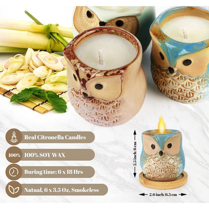 Citronella Duftkerzen Set Geschenkset Frauen Eulen 6 Stück