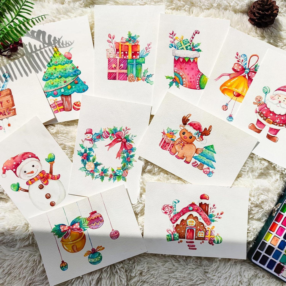 Aquarellfarben Set 128 Farben mit Zubehör, für Anfänger & Profis