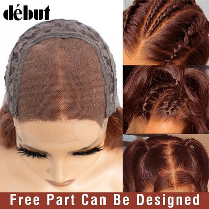Rötlichbraune Body Wave Lace Front Perücke Echthaar mit Babyhaar