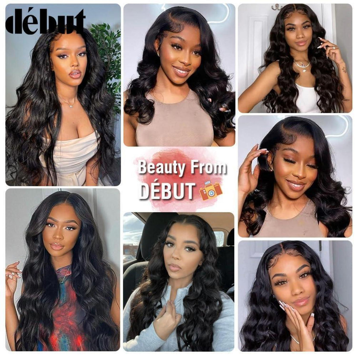 Echthaar Perücke Body Wave mit Spitze Front 45cm Schwarz