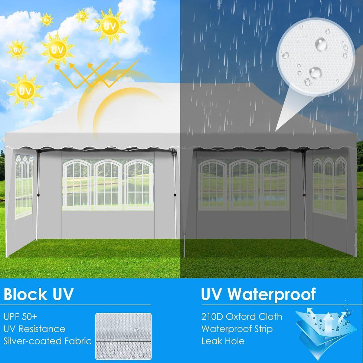 3x6m Faltpavillon Wasserdicht mit 6 Seitenwänden & Zubehör