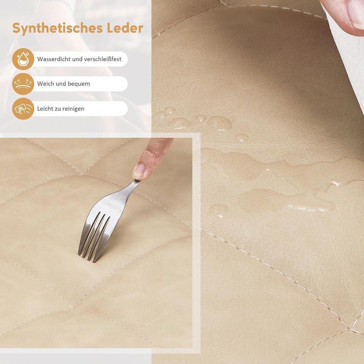 Drehbare Esszimmerstühle 2er Set Beige in Lederoptik