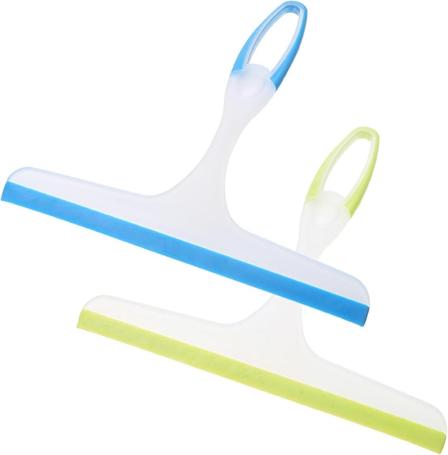 2er Set Gummi Duschabzieher 24 cm Breit für Bad Küche Auto - Grün Blau