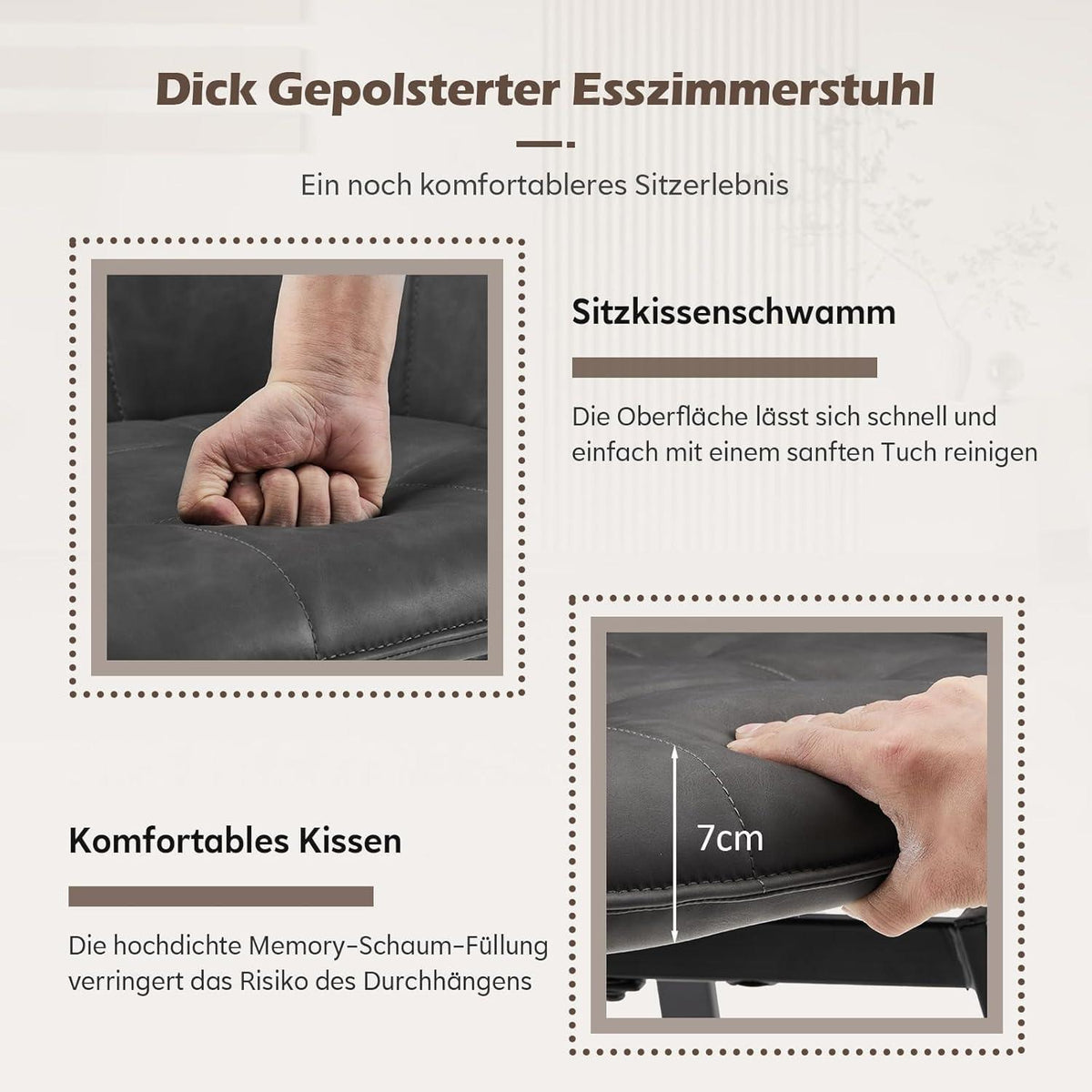 Drehbare Esszimmerstühle 2er Set Grau – & Komfort in Lederoptik