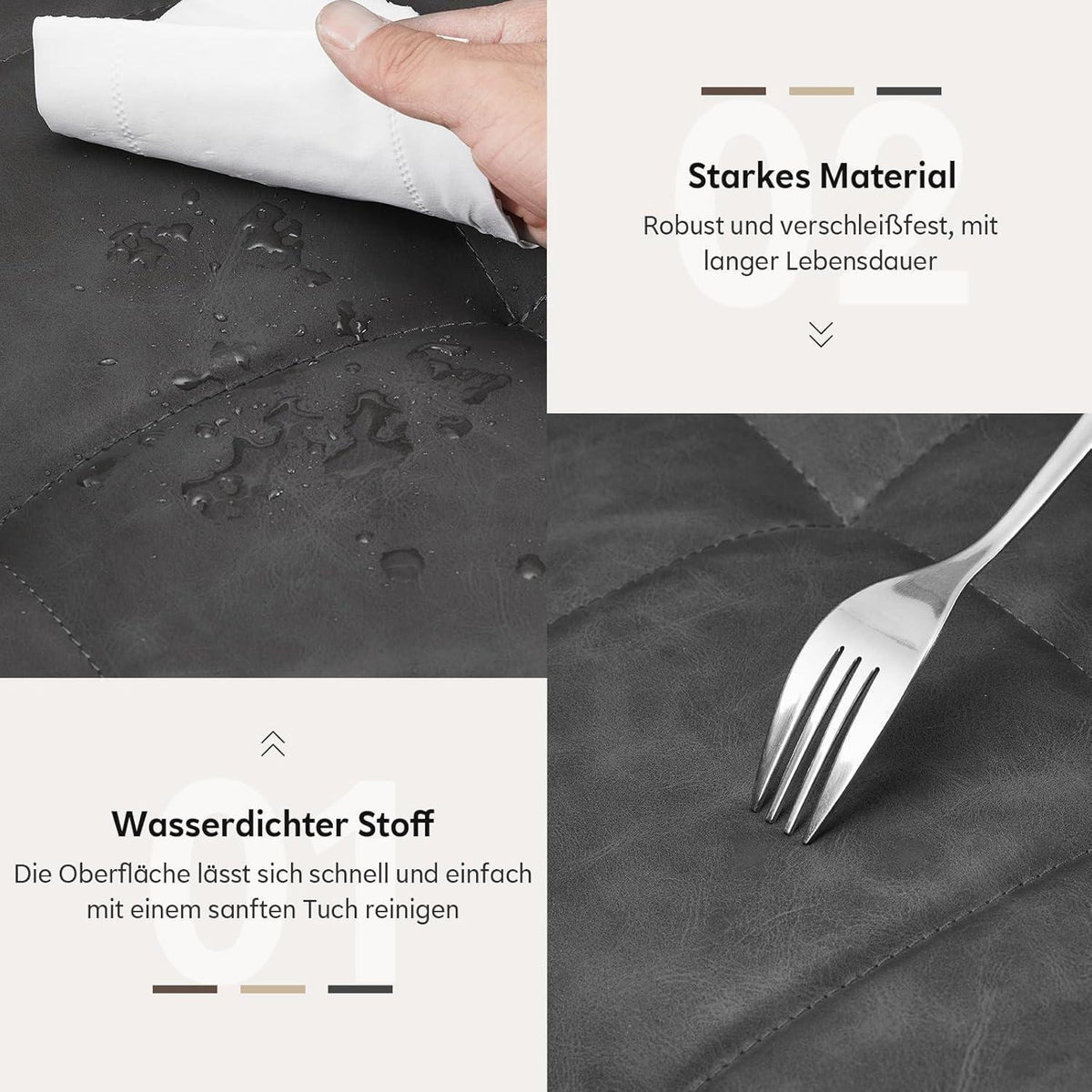 Drehbare Esszimmerstühle 2er Set Grau – & Komfort in Lederoptik