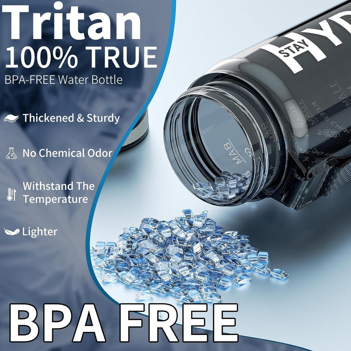 Mevoly Trinkflasche 1L BPA-Frei Tritan Zeitmarkierung