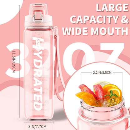 Trinkflasche 1L BPA-Frei Tritan Sport Auslaufsicher Zeitmarkierung