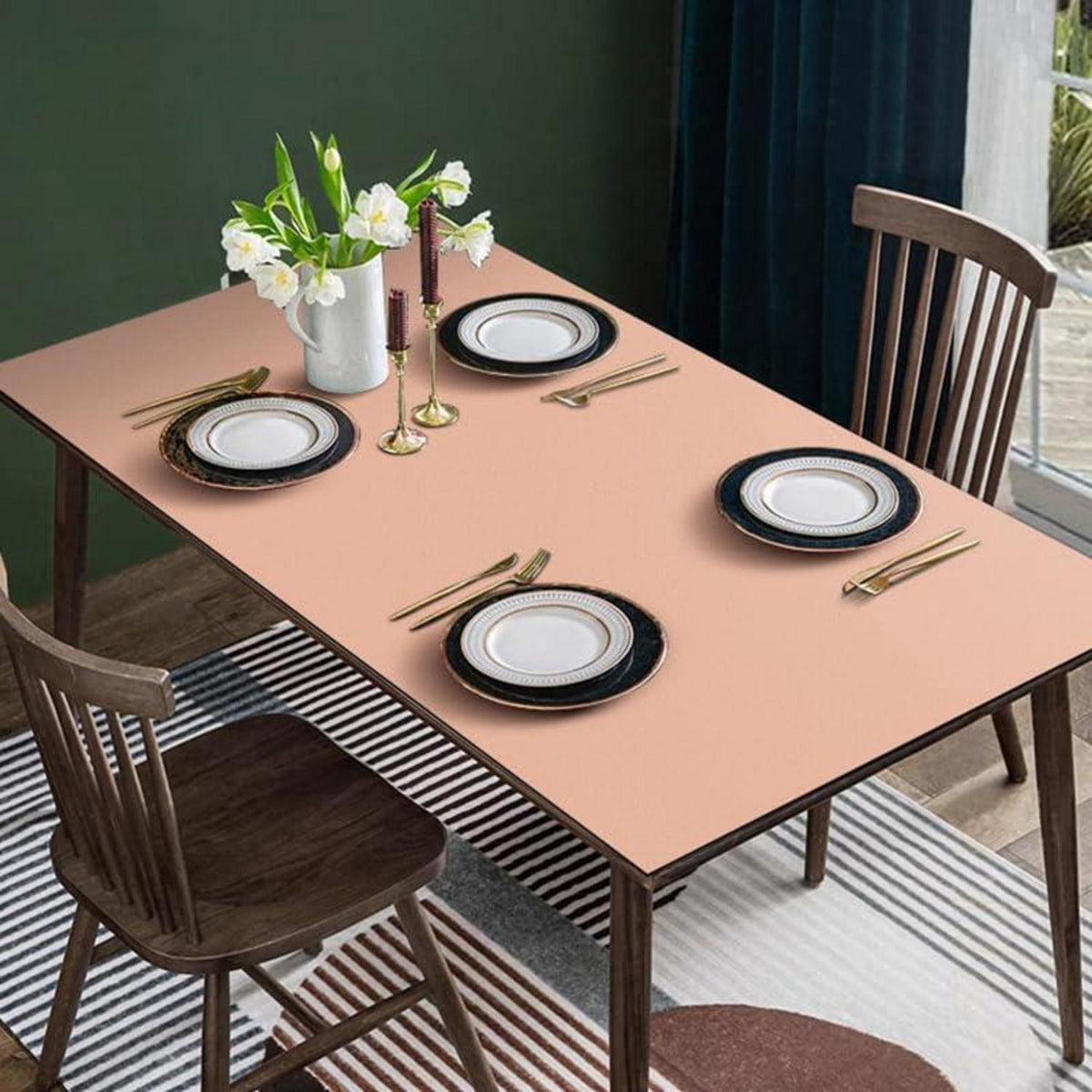 Tischdecke wasserdicht rosa 90x200 cm / 200x90 cm in Lederoptik