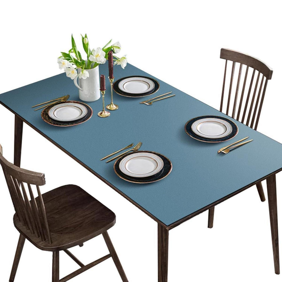 Tischdecke wasserdicht, Seeblau 90x200 cm / 200x90 cm in Lederoptik