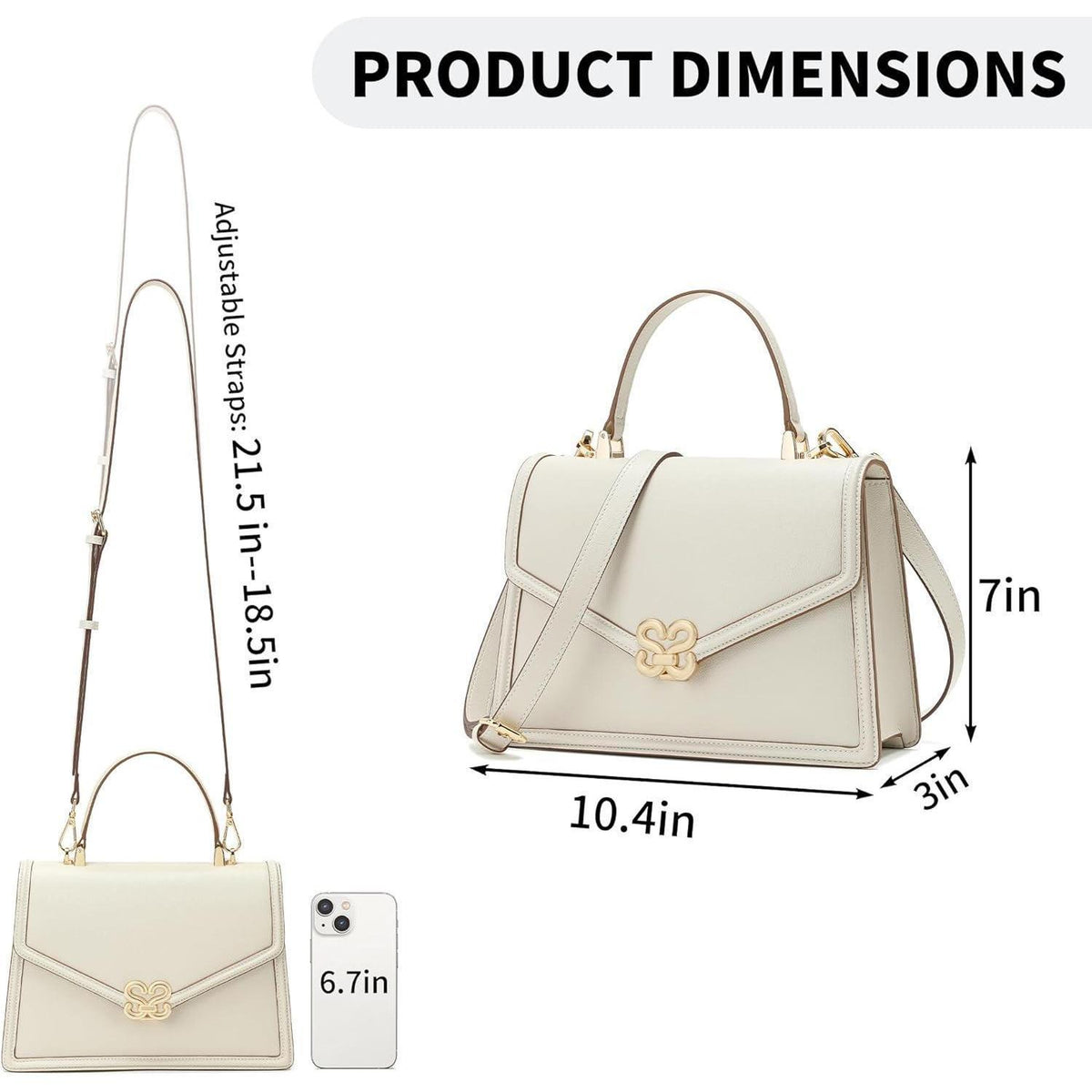 Umhängetasche Damen Leder Beige mit abnehmbarem Gurt