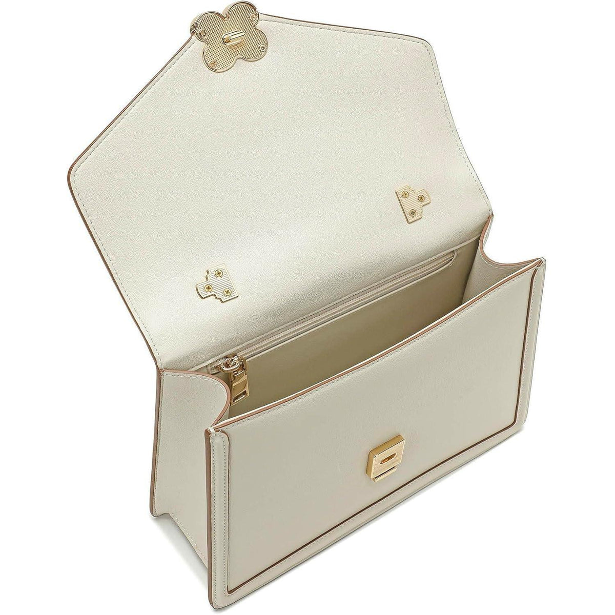 Umhängetasche Damen Leder Beige mit abnehmbarem Gurt