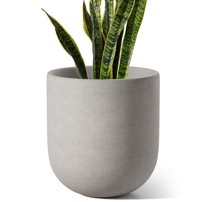 Keramiktopf Grau 25 cm mit Abflussloch