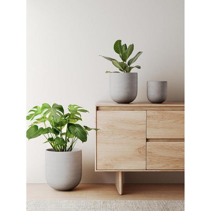 Keramiktopf Grau 25 cm mit Abflussloch