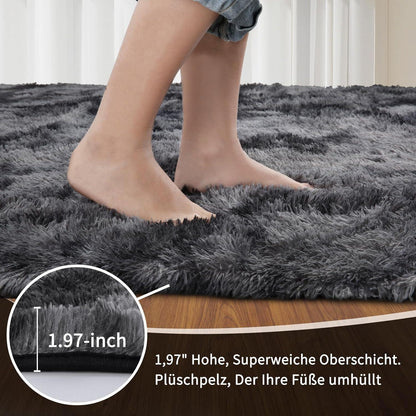 Sour Lemon Hochflor Teppich Grau 200x300 Anti-Rutsch