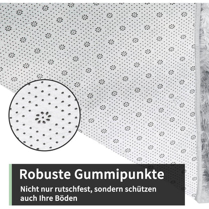 Grauer Hochflor Teppich 240x340 – Flauschiger Wohnzimmerteppich Waschbar