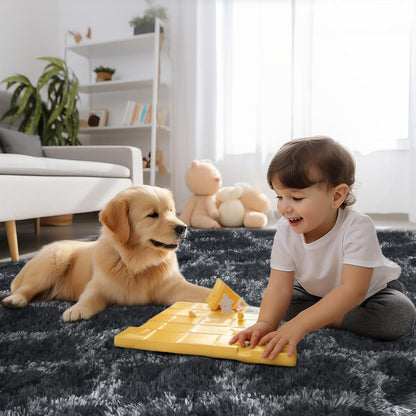 Hochflor Teppich Grau 240x300 – Flauschiger Wohnzimmerteppich Anti-Rutsch
