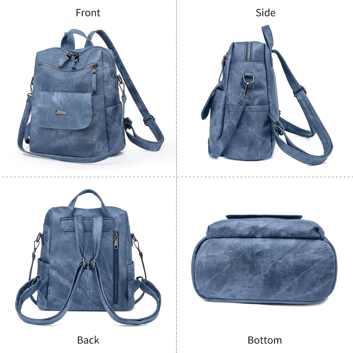 Leichter Damenrucksack Wasserdicht Anti-Diebstahl Blau Umhängetasche