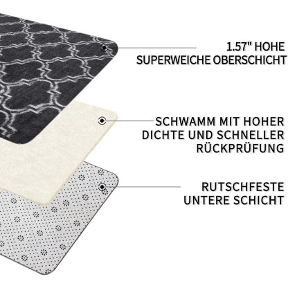 Grauer Hochflor Teppich 240x340 – Waschbar & Rutschfest für Wohnzimmer