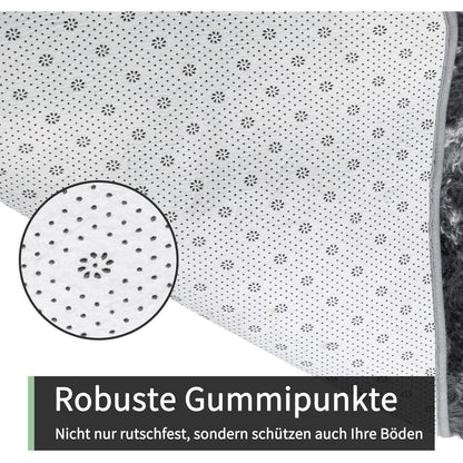 Grauer Hochflor Teppich 240x340 – Waschbar & Rutschfest für Wohnzimmer
