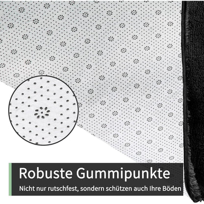 Grauer Hochflor Teppich 240x340 – Waschbar & Rutschfest für Wohnzimmer