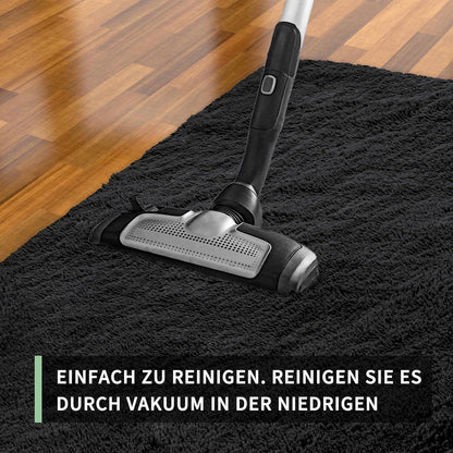 Grauer Hochflor Teppich 240x300 – Waschbar & Rutschfest für Wohnzimmer