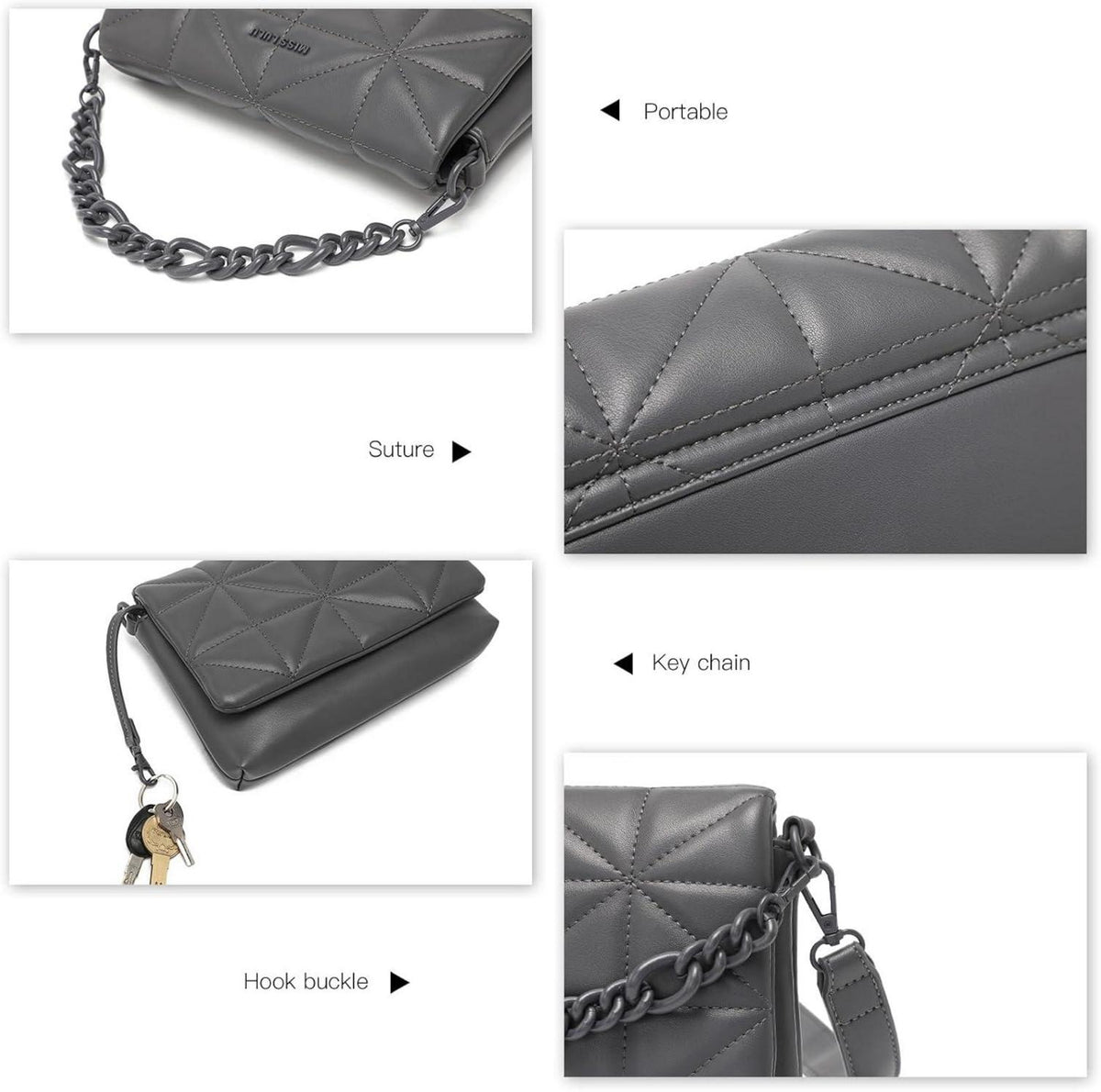 Kleine gesteppte Umhängetasche PU-Leder Damen Handtasche magnetisch