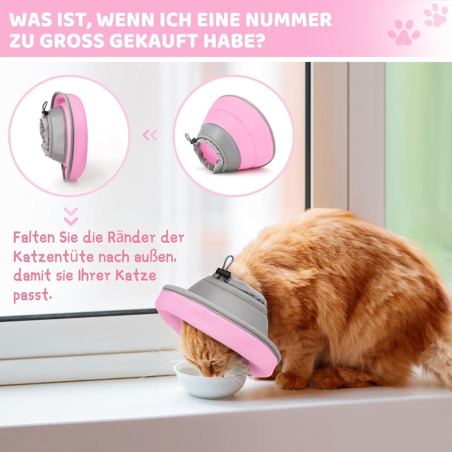 Verstellbarer Halskrause für Katzen nach Operation M rosa