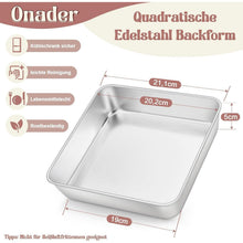 Quadratische Kuchenform aus Edelstahl 20x20x5 cm