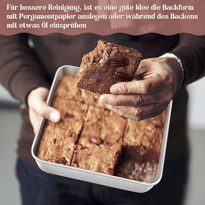 Quadratische Kuchenform aus Edelstahl 20x20x5 cm