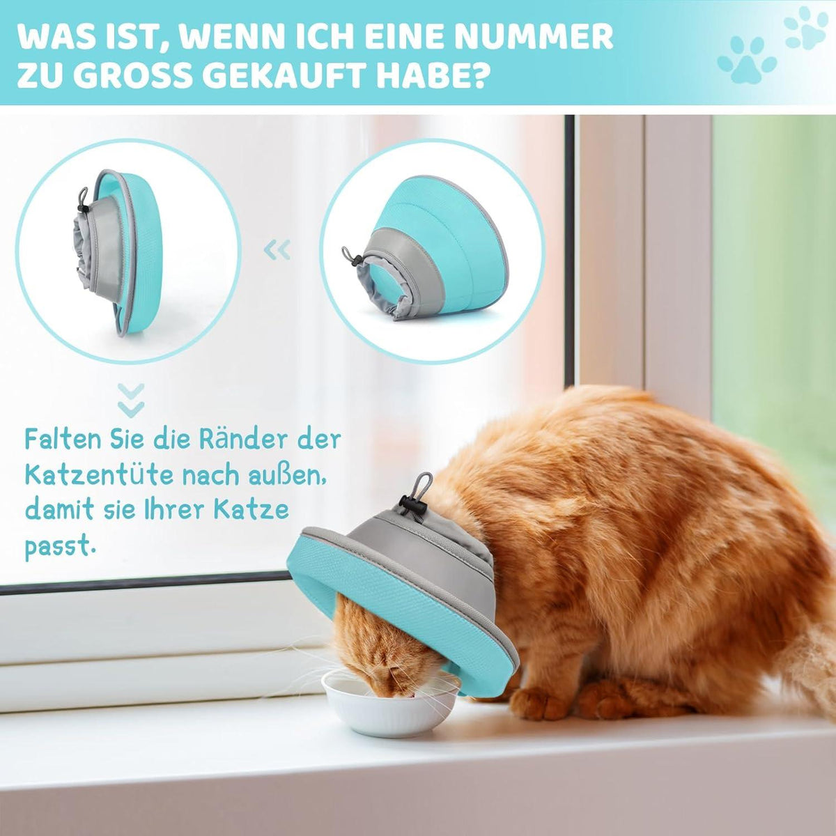 Verstellbarer Katzenkegel nach Operation weich grün