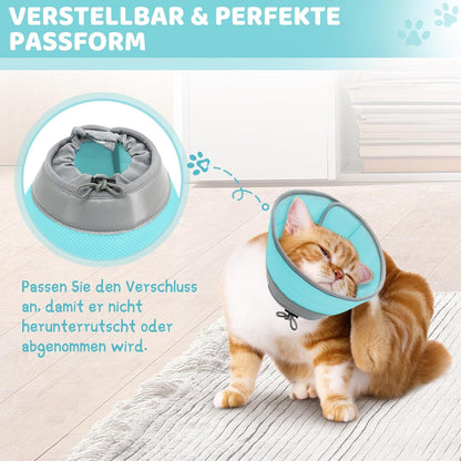 Supet Halskrause für Katze Verletzungsschutz, weich einstellbar M grün